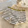 Pantaloncillos tipo bóxer de algodón a rayas de arcoíris antibacterianos de 10A para mujer, extendidos y ensanchados, pantaloncillos tipo bóxer antibacterianos 100% algodón en la entrepierna para mujer