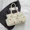 Bolsa Acolchoada de Algodão de Grande Capacidade Estilo Coreano para Mulheres, Nova Bolsa de Ombro Estilo Fresco Primavera 2026 para Mulheres, Bolsa de Mão Tote para o Trabalho