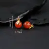 Plata de ley S925 chapada en oro de 24 quilates en toda la superficie, accesorio de joyería DIY de gota color cereza rojo sur, colgante de cuenta barril clásico retro