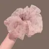 Diadema francesa súper de hada con estampado floral de leopardo, scrunchie vintage de organza, accesorio para el cabello femenino, cuerda para el cabello, banda elástica