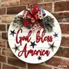 Nuevo Cartel de Madera del Día de la Independencia Estadounidense Transfronterizo Decoración para el Hogar Colgante de Puerta para Fiesta Decoración de Cartel de Bienvenida para Puerta