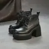 Jiezhou Colección Otoño 2026: Piel Genuina de Primera Calidad, Plataforma Impermeable Única, Tacón Grueso, Botas Martin de Suela Gruesa, Zapatos Ligeros y Discretos para Mujer