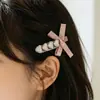 Acessório de Cabelo Korean Style Tecido Estrela Jang Wonyoung Presilha de Cabelo Laço de Cetim Acessório de Cabelo Rosa Recorte Strass Presilha Jacaré