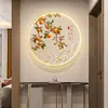 Pintura Decorativa con Luz LED con Motivo de Caqui para Entrada, Pintura Redonda Colgante de Cara a la Puerta, Pintura para Pasillo y Comedor, Arte de Pared Feng Shui
