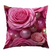 Regalo de Playa de Verano Temu Funda de Almohada Personalizada Flor de Rosa Rosa Perla para Oficina Dormitorio Sofá