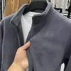 Sudadera de Velour Austriaco para Hombre Cuello Alto Cremallera Cárdigan Ropa de Abrigo Otoño e Invierno Hombre Engrosada Cálida Forro Polar Color Sólido Chaqueta