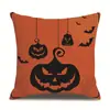 Funda de almohada de lino para Halloween, funda de cojín para reposacabezas impresa
