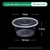 Caixa de almoço descartável de plástico caixa de almoço de arroz para levar caixa de embalagem transparente tigela de sopa com tampa caixa de almoço espessa atacado