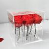 Caja de almacenamiento para exhibición de rosas acrílicas de fábrica, caja de regalo para exhibición de flores secas, caja de exhibición de flores eternas