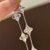 Pulsera de Trébol de Cuatro Hojas Picada de Hielo Estilo Chino Nuevo Vintage de Lujo Ligero Moda Versátil Baño de Oro Real Alta Retención de Color Elegante Pulsera