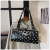 Coleção Outono 2026: Bolsa de Mão Color Block com Bolinhas Estilosa e Moderna, Pequena Bolsa Tote, Bolsa Almofada Fashion e Minimalista, Bolsa de Ombro