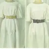 Cinturón Ancho para Mujer Versátil Europeo y Americano Tejido de Paja Hebilla de Pin Cinturilla sin Agujeros para Faldas Abrigos Elástico Decorativo Cinturón de Cuero