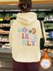 Tamanho europeu transfronteiriço Outono e inverno feminino canguru bolso com capuz manga comprida forrado de lã moletom top GOOD VIBES Print