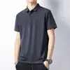 Camisa Polo de Manga Curta Verão Masculina Casual Business Gola Lapela Respirável Cor Sólida Camiseta Versátil Moda Top Camiseta Masculina de Manga Curta