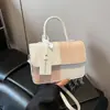 Diseño de Nicho Puntadas de Color Contrastante Bolso Cuadrado Pequeño Bolso Cruzado de Nueva Textura 2025 Bolso de Hombro de Moda