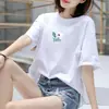 Marca de Comercio Exterior~Camiseta de Verano de Manga Corta para Mujer de Mediana Edad y Mayor, Líneas Trece, Corte Holgado, Estilo Mamá, Ropa para Mujer de Talla Grande
