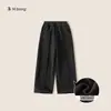 Calça Comprida Nova Engrossada Youbao para Meninas, Calça Casual Reta com Forro de Lã Infantil, Calça de Inverno para Meninos