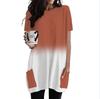 Amazon 2023 Verano para Mujer Tie-dye Color Contraste Cuello Redondo Media Longitud Casual Moda Manga Corta Vestido Media Longitud