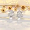 Novos Brincos de Árvore de Natal de Pérola e Zircônia Estilo Ins de Luxo Leve Moda de Alta Qualidade Exquisitos Versáteis Brincos de Agulha de Prata Esterlina 925