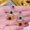 Coreano Estilo Coreano Diseño de Lujo Ligero Pendientes Colgantes Modernos Largos Atmosféricos Moda Retro Cara Redonda Elegante Color Tesoro