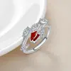 Anillo de Alta Gama Krr-03 Incrustado de Diamantes Transfronterizo para Mujer, Joyería Versátil de Estilo Europeo y Americano, Anillo Abierto Ajustable