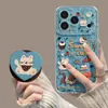 Funda de teléfono con estampado de leopardo azul para Apple 18 Pro Max, iPhone 17, con soporte magnético y soporte, diseño transparente para otoño e invierno