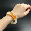 Pulsera de jade colorida en trozos pequeños, pulsera ancha de cuarzo jade color miel amarillo húmedo, estilo mujer, estilo chino, joyería de jade