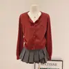 Cárdigan de punto bordado con lazo, cuello redondo, manga larga, color gris para mujer, otoño e invierno, suéter abrigo de alta gama, suave y acogedor