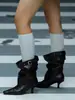 Botas de moda, estilo retro, punta fina, otoño, de media caña desmontable, parte superior de piel, estilo francés, para mujer, con flecos, nuevas 2026, piel suave