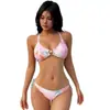 Bikini Sexy de Tres Piezas con Tiras Cruzadas Nuevo Transfronterizo Coreano, Efecto Adelgazante y Push-Up para Bustos Pequeños, Traje de Baño de Dos Piezas