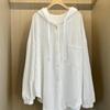 Cárdigan suéter con capucha estilo europeo talla extra grande estilo coreano para chicas rellenitas adelgazante reductor de edad abrigo casual estilo occidental