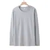 Camiseta Base de Color Sólido para Primavera y Otoño, Talla Grande, Algodón, Cuello Redondo, Manga Larga, Personalizable, Se Puede Engrosar, Estampado de Terciopelo con Logo y Patrón Bordado