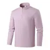 Camiseta de Manga Larga con Cuello Alto y Media Cremallera de Otoño para Hombre, Camisa Deportiva para Exteriores, Top Amigable con la Piel, Camisa Básica Casual de Negocios, Secado Rápido