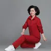 Conjunto Esportivo Feminino de Corte Reto Soltinho da Mamãe, Nova Roupa Casual Plus Size para Primavera e Outono, Jaqueta da Vovó, Uniforme para Grupo de Dança Quadrada