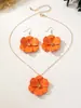 Moda Transfronteriza Europea y Americana Más Vendido Tendencia Retro Lacado Multicolor Estilo Bosque Floral Conjunto de Pendientes y Collar de Flores para Niña