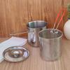 Cesta para freír de acero inoxidable Olla para freír Cocina comercial y doméstica con tapa Cesta para filtrar aceite Mango removible Filtro de suciedad Olla para aceite