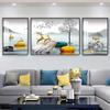 Tríptico Avenida Dourada Sala de Estar Pintura Decorativa Pintura para Fundo de Sofá Pintura Pendurada Moderna Simples Mural B&B Pintura para Quarto