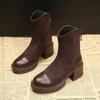 Botines de Tacón Grueso Dulces Frescos Primavera y Otoño Europeos de Suela Gruesa para Mujer Otoño e Invierno Tacones Altos Marrones Pequeños 2024 Principios de Otoño Botas Martin