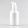 Botella Boston blanca para loción de 200 ml, botella con dispensador de presión, boca larga de presión, botella de envasado cosmético, procesamiento personalizado