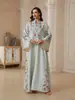 SW2615 Vestido transfronterizo para mujer, cuello en V, estampado, con flecos, bata elegante, ropa malaya