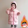 Chaqueta de plumón para niña 2026 Nueva elegante de invierno para niños larga hasta la rodilla de plumón de pato blanco abrigo grueso cálido para bebé