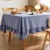 Toalha de mesa com borda franzida, toalha de mesa de jantar xadrez estilo ins simples, retangular, lavável, resistente ao calor, para sala de jantar e cozinha, capa de mesa de centro