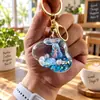 Pingente acrílico preenchido com óleo e areia movediça, nuvem de sereia, chaveiro fofo, acessório para mochila de estudante, pequeno presente requintado