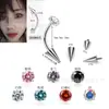 Joyería de Aleación de Titanio F136 Bola de Ópalo Zirconia 5A Pendientes de Cono Puntiagudos Accesorios para Piercings Corporales DIY Pendientes de Uña para Ceja G23