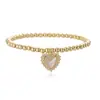 Aogu Producto Nuevo Transfronterizo Simple y Único Cobre Chapado en Oro de 18 Quilates Zircón Concha Blanca Corazón Geométrico Colgante Pulsera de Perlas