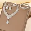 Joyería de Moda Europea y Americana Más Vendida Collar Pendientes Pulsera Anillo Joyería Lujosa Pedrería Novia Conjunto Combinado Cadena