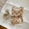 Pijama para Niños y Niñas Categoría a Primavera y Otoño Cuello Redondo Dibujos Animados Set de Ropa Interior Bebé 280g Lana Pull-Up Ropa para el Hogar