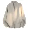 Cardigã de tricô com gola alta e zíper, outono e inverno, transfronteiriço, masculino, de corte solto, com mangas compridas, peça de outer wear casual e versátil