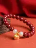 Pulsera de Cinabrio Crudo con Alto Contenido de Arena Dorada Púrpura, Adecuada para Hombres y Mujeres, un Regalo para el Año de Nacimiento, Mayoreo