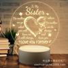 Luz nocturna transfronteriza Día del Padre Día de San Valentín decoración acrílica regalo hermanas forma de corazón saludos en inglés